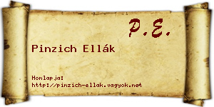 Pinzich Ellák névjegykártya